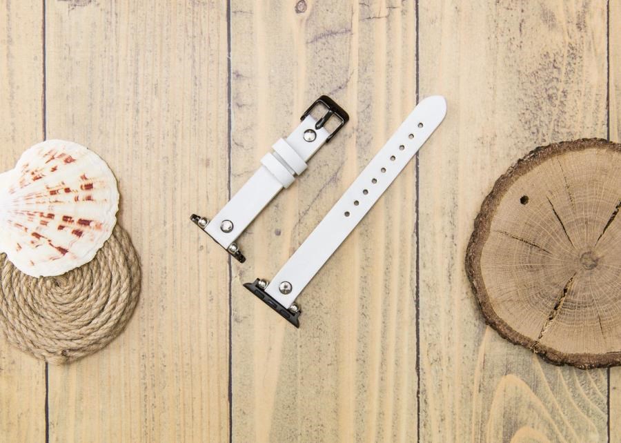 Akıllı Saatler Apple Watch Uyumlu Deri Kordon 38-40-41mm ST F3 Beyaz Satın Al
