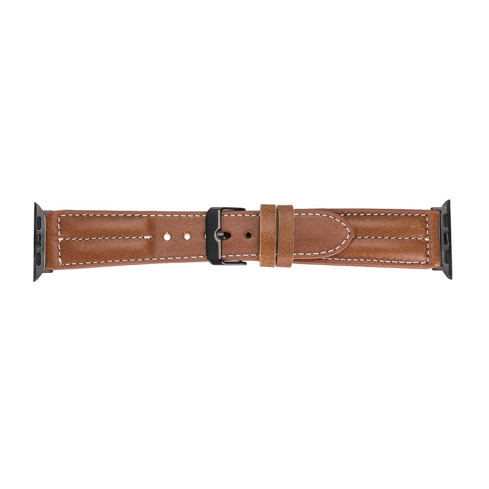 Akıllı Saatler Apple Watch Uyumlu Deri Kordon 42-44-45mm NM3-AS2 Taba Satın Al