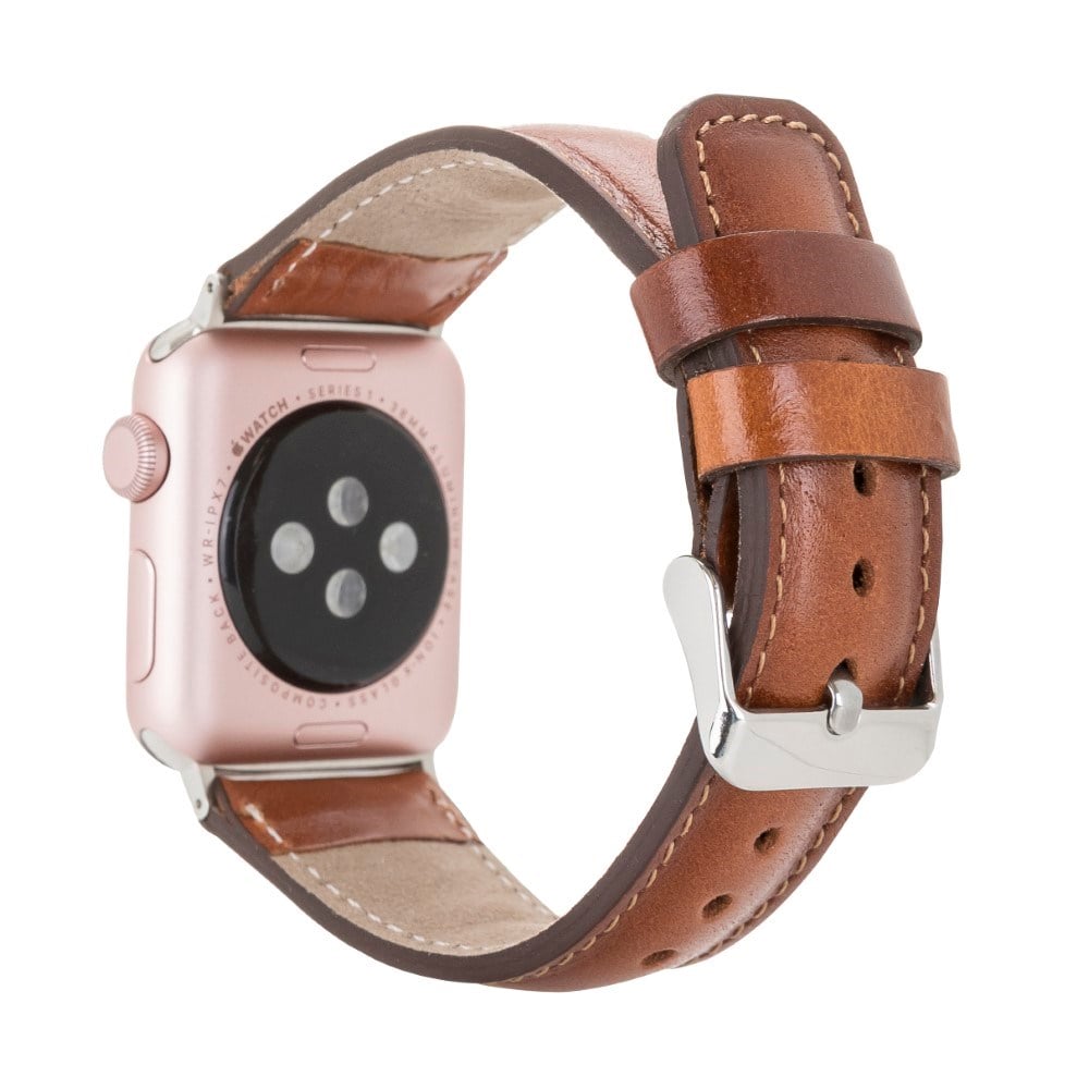 Akıllı Saatler Apple Watch Uyumlu Deri Kordon 42-44-45mm RST2EF Taba Satın Al