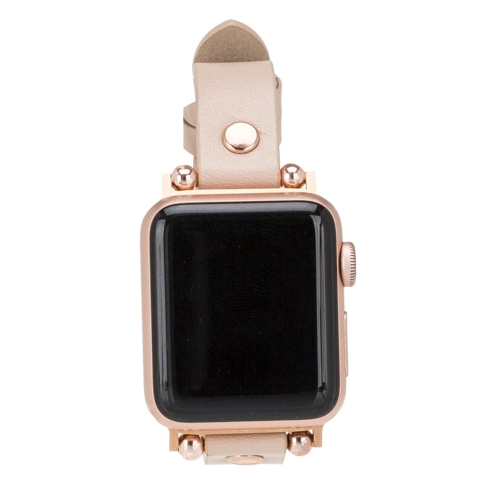 Akıllı Saatler Apple Watch Uyumlu Deri Kordon 42-44-45mm RT ERC3 Bej Satın Al