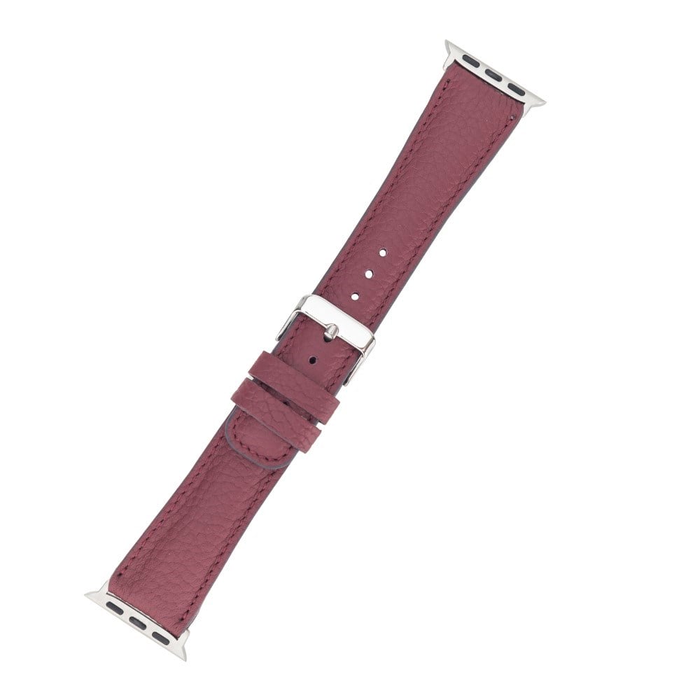 Akıllı Saatler Apple Watch Uyumlu Deri Kordon 42-44-45mm FL6 Bordo Satın Al
