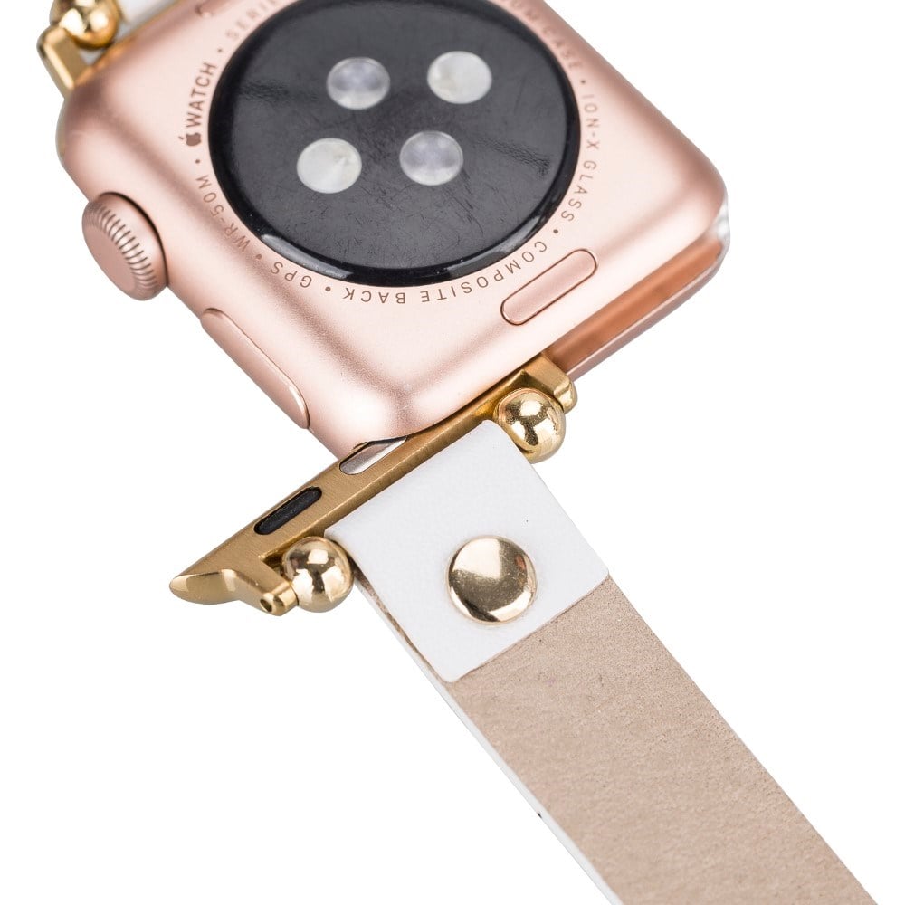 Akıllı Saatler Apple Watch Uyumlu Deri Kordon 38-40-41mm FRG F3 Beyaz Satın Al
