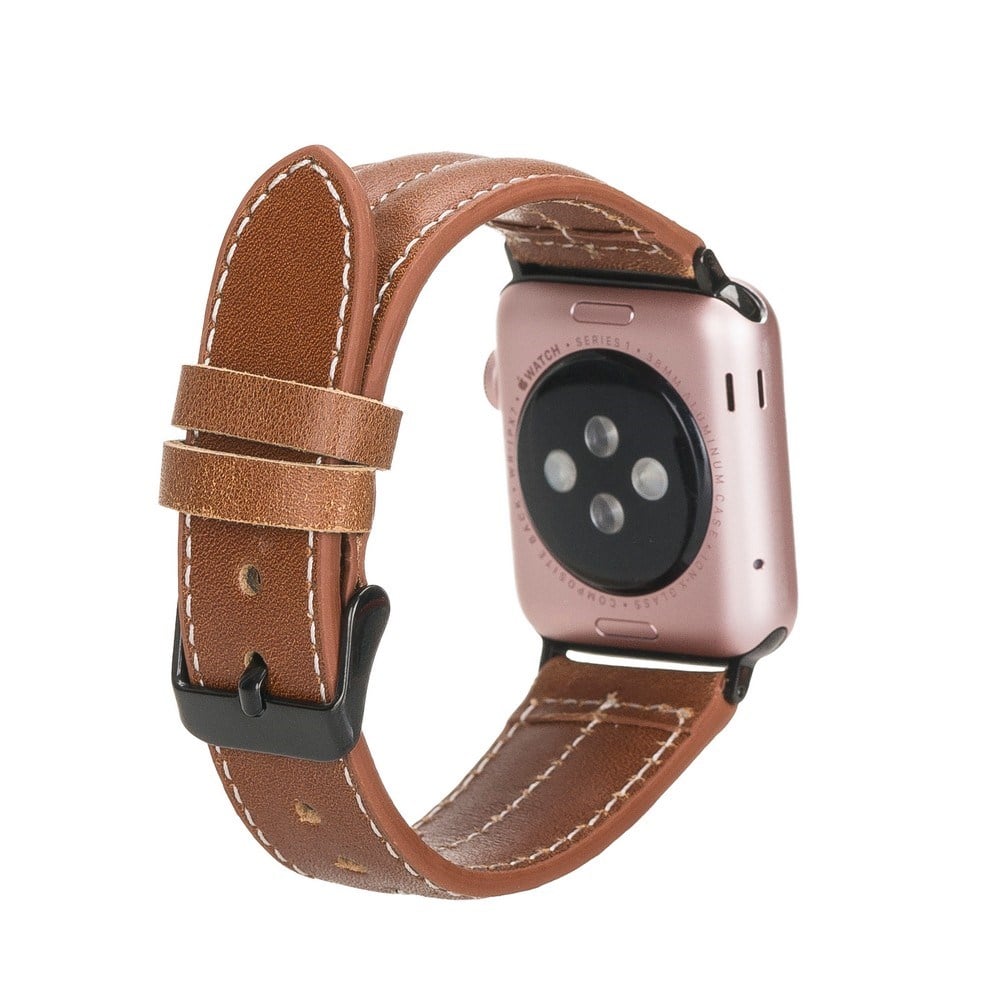 Akıllı Saatler Apple Watch Uyumlu Deri Kordon 42-44-45mm NM3-AS2 Taba Satın Al
