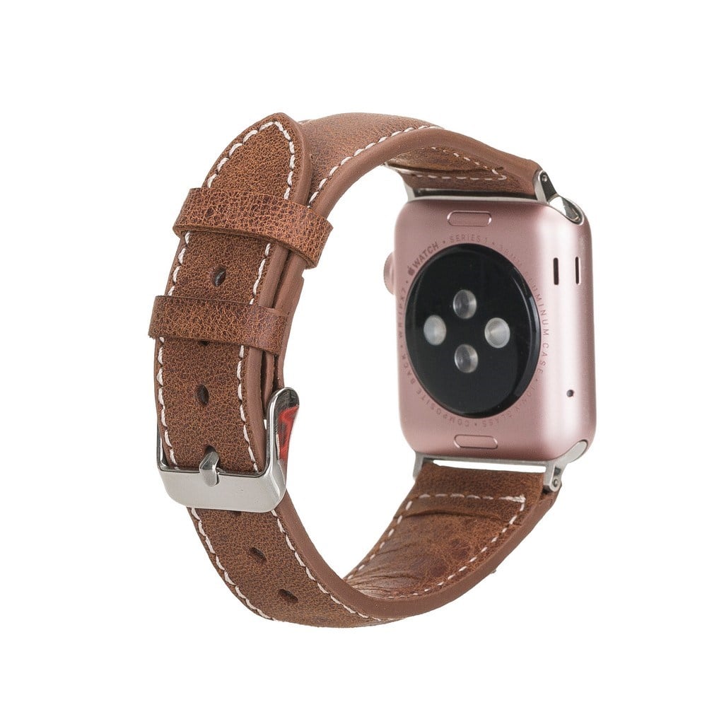 Akıllı Saatler Apple Watch Uyumlu Deri Kordon 42-44-45mm NM1-AS2 Taba Satın Al