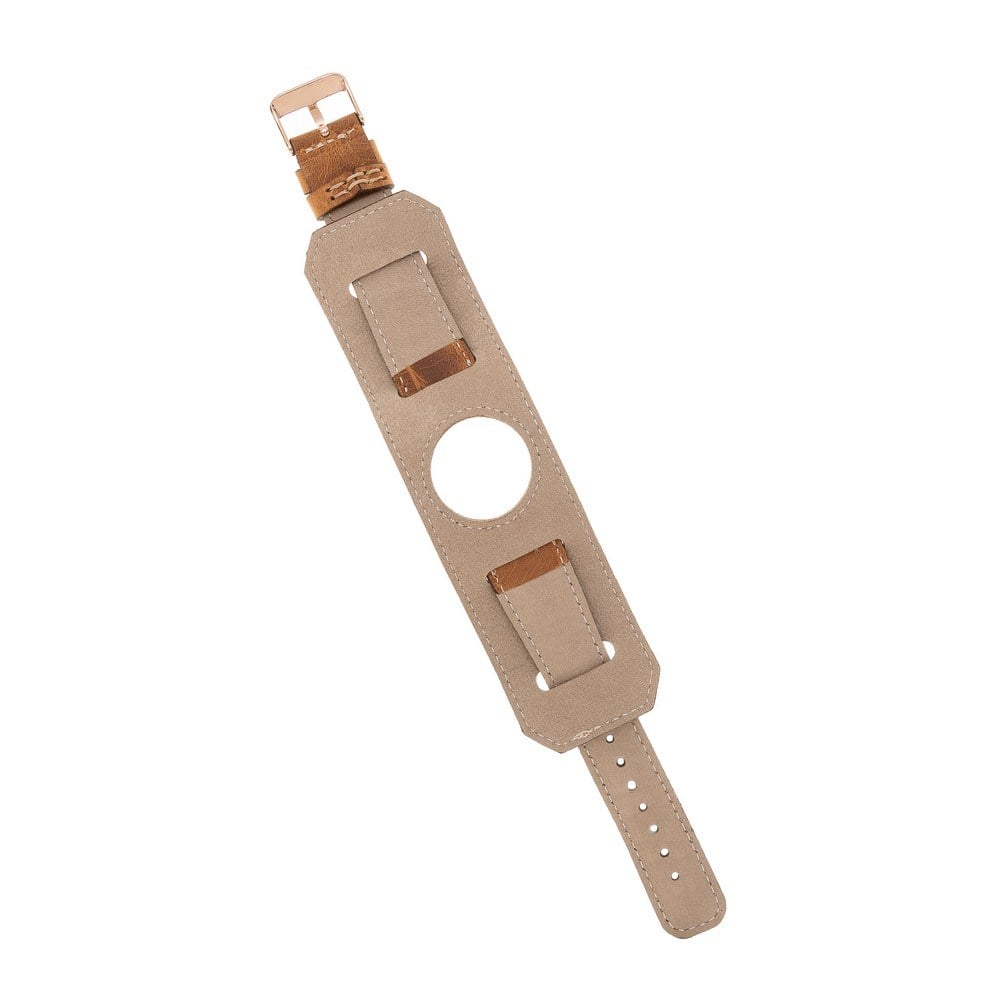 Akıllı Saatler Apple Watch Uyumlu Deri Kordon 42-44-45mm Cuff G19 Taba Satın Al