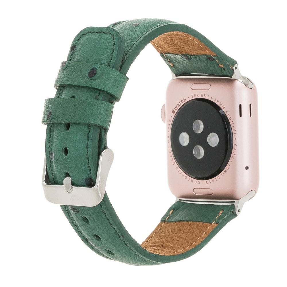 Akıllı Saatler Apple Watch Uyumlu Deri Kordon 42-44-45mm DE6 Yeşil Satın Al