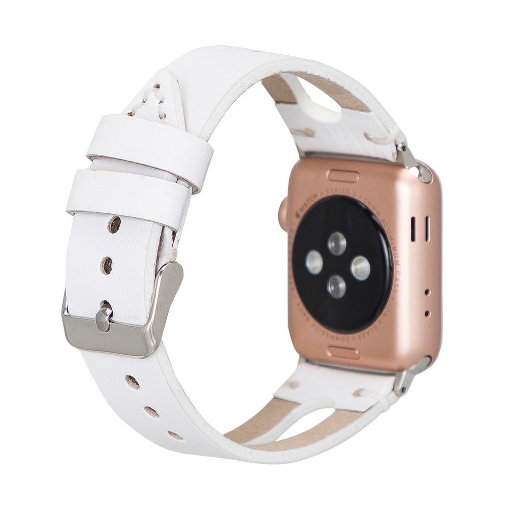 Akıllı Saatler Apple Watch Uyumlu Deri Kordon BA2 42-44-45mm F3 Beyaz Satın Al