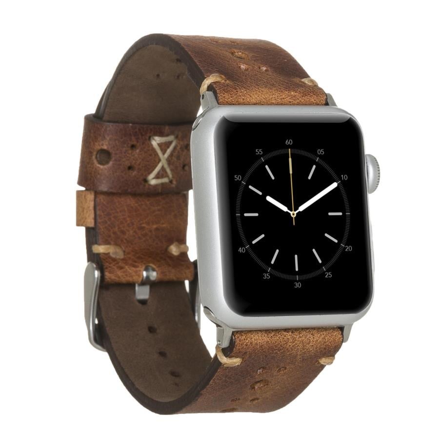 Akıllı Saatler Apple Watch Uyumlu Deri Kordon 38-40-41mm Delikli Taba Satın Al