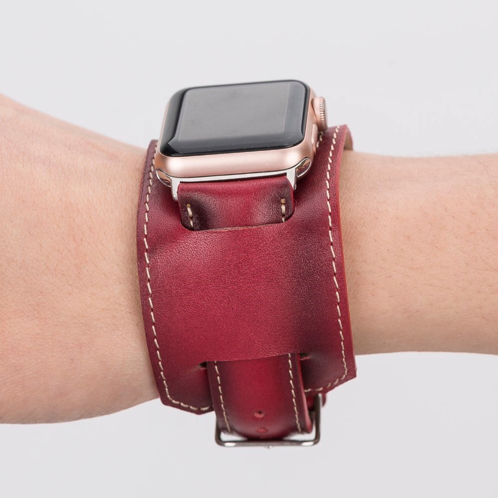 Akıllı Saatler Apple Watch Uyumlu Deri Kordon 42-44-45mm Cuff V4EF Satın Al