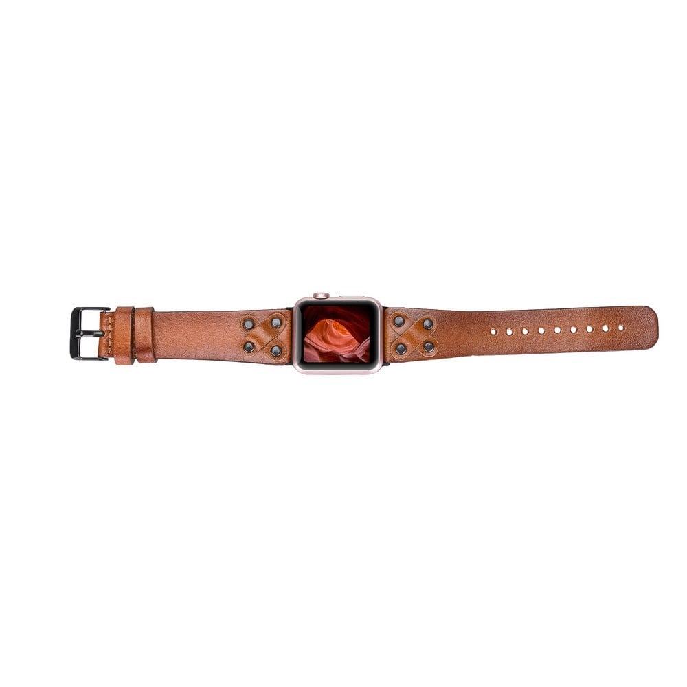 Akıllı Saatler Apple Watch Uyumlu Deri Kordon Cross 42-44-45mm BT RST2E Satın Al