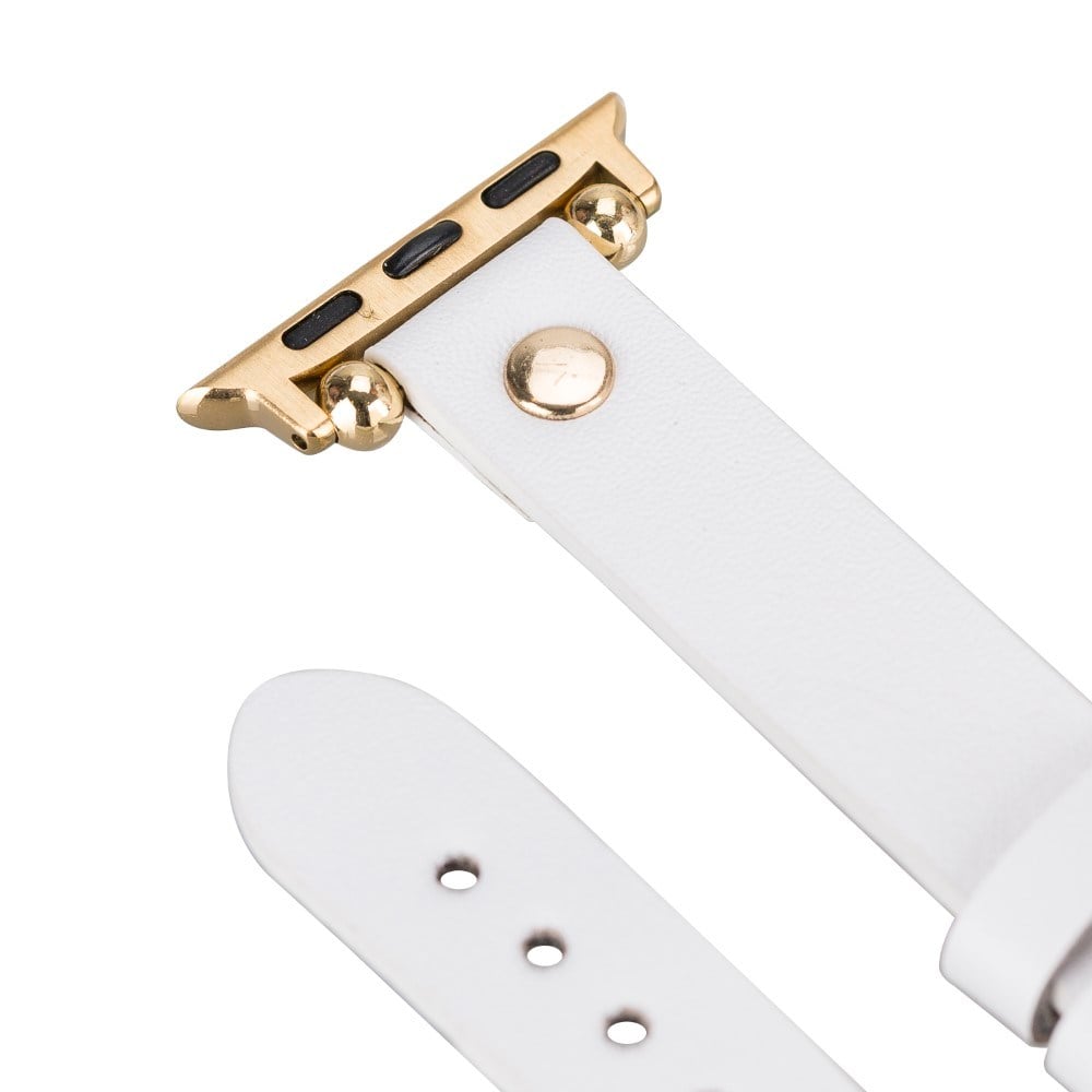Akıllı Saatler Apple Watch Uyumlu Deri Kordon 38-40-41mm FRG F3 Beyaz Satın Al