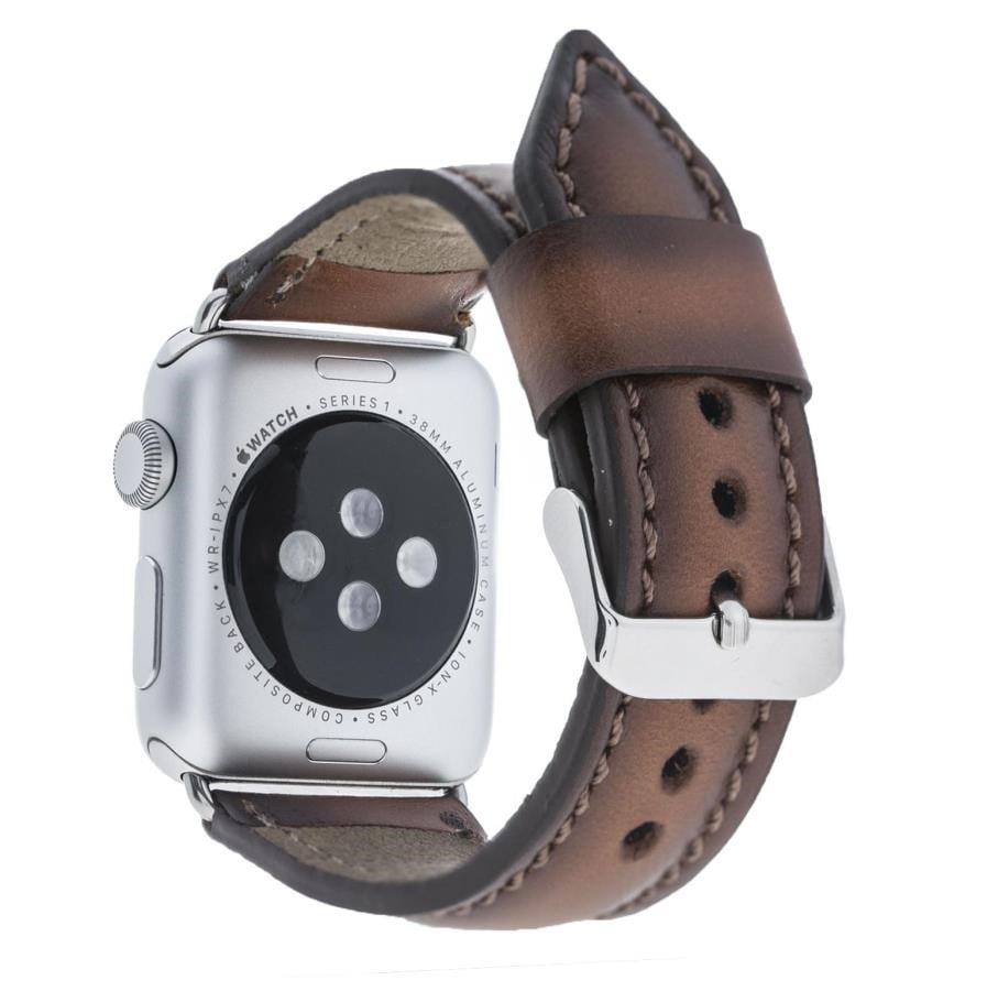 Akıllı Saatler Apple Watch Uyumlu Deri Kordon 42-44-45mm SM26 Kahve Satın Al