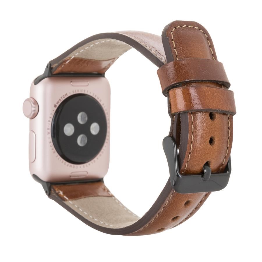 Akıllı Saatler Apple Watch Uyumlu Deri Kordon 38-40-41mm RTST2EF Taba Satın Al