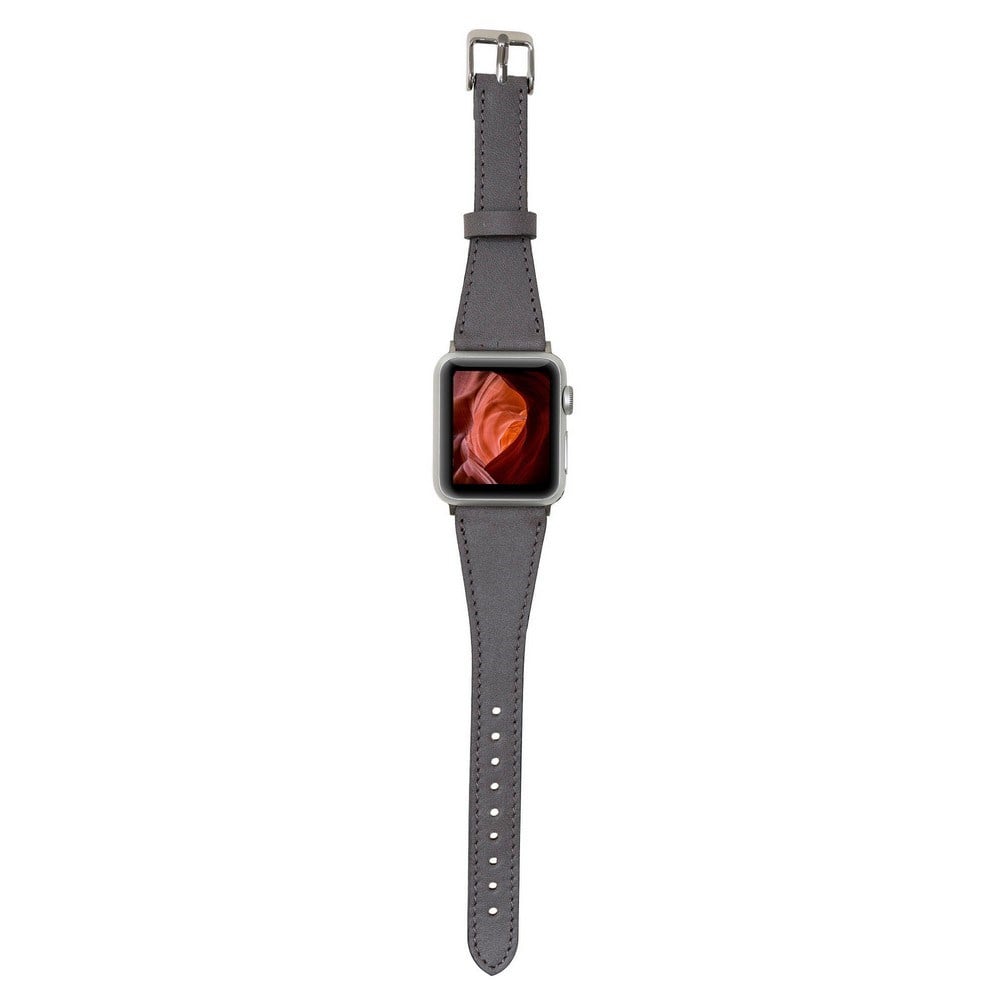 Akıllı Saatler Apple Watch Uyumlu Deri Kordon 42-44-45mm Slim RST9 Gri Satın Al