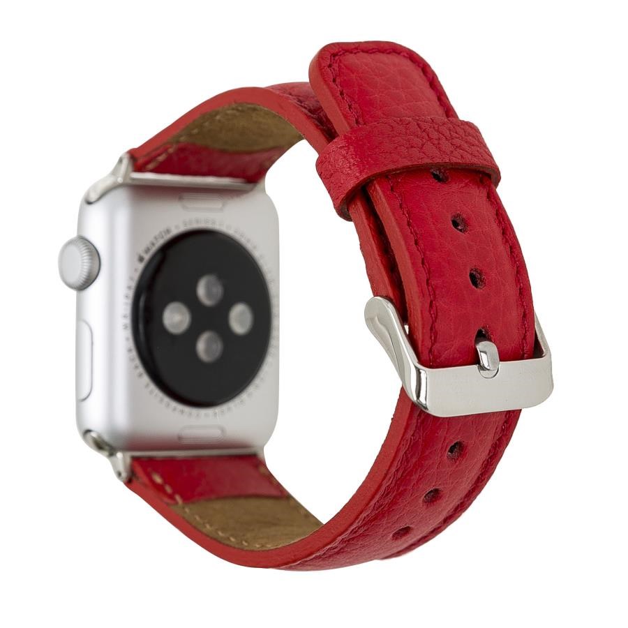 Akıllı Saatler Apple Watch Uyumlu Deri Kordon 38-40-41mm ERC2 Kırmızı Satın Al