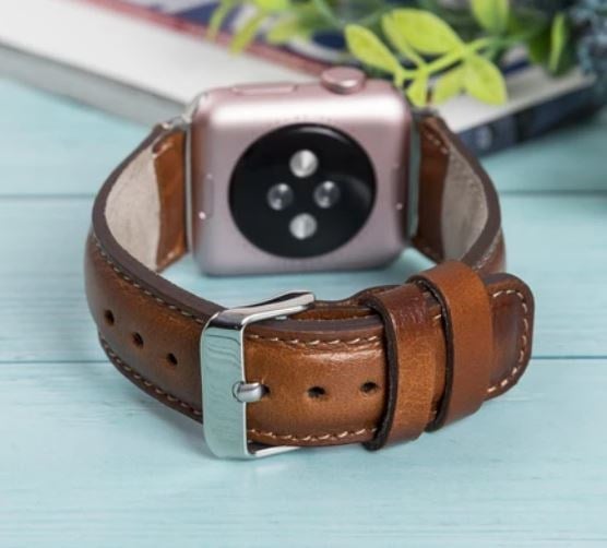 Akıllı Saatler Apple Watch Uyumlu Deri Kordon 38-40-41mm RTST2EF Taba Satın Al