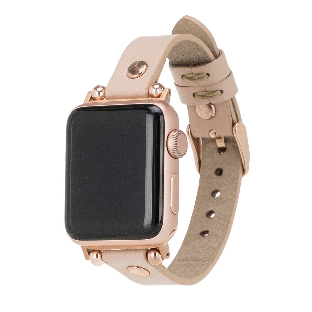 Akıllı Saatler Apple Watch Uyumlu Deri Kordon 42-44-45mm RT ERC3 Bej Satın Al