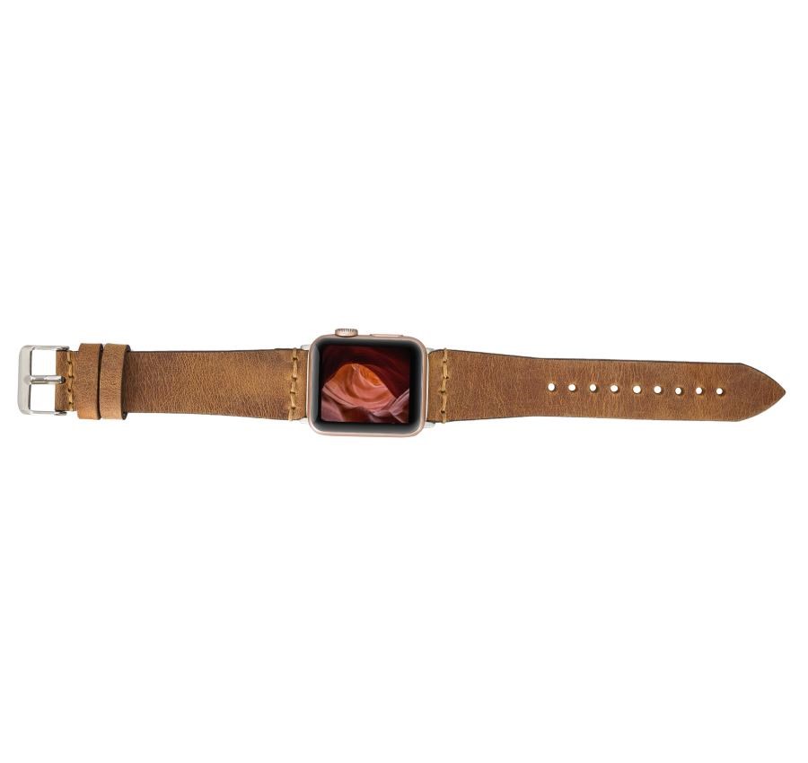 Akıllı Saatler Apple Watch Uyumlu Deri Kordon 38-40-41mm G19-BA7 Taba Satın Al