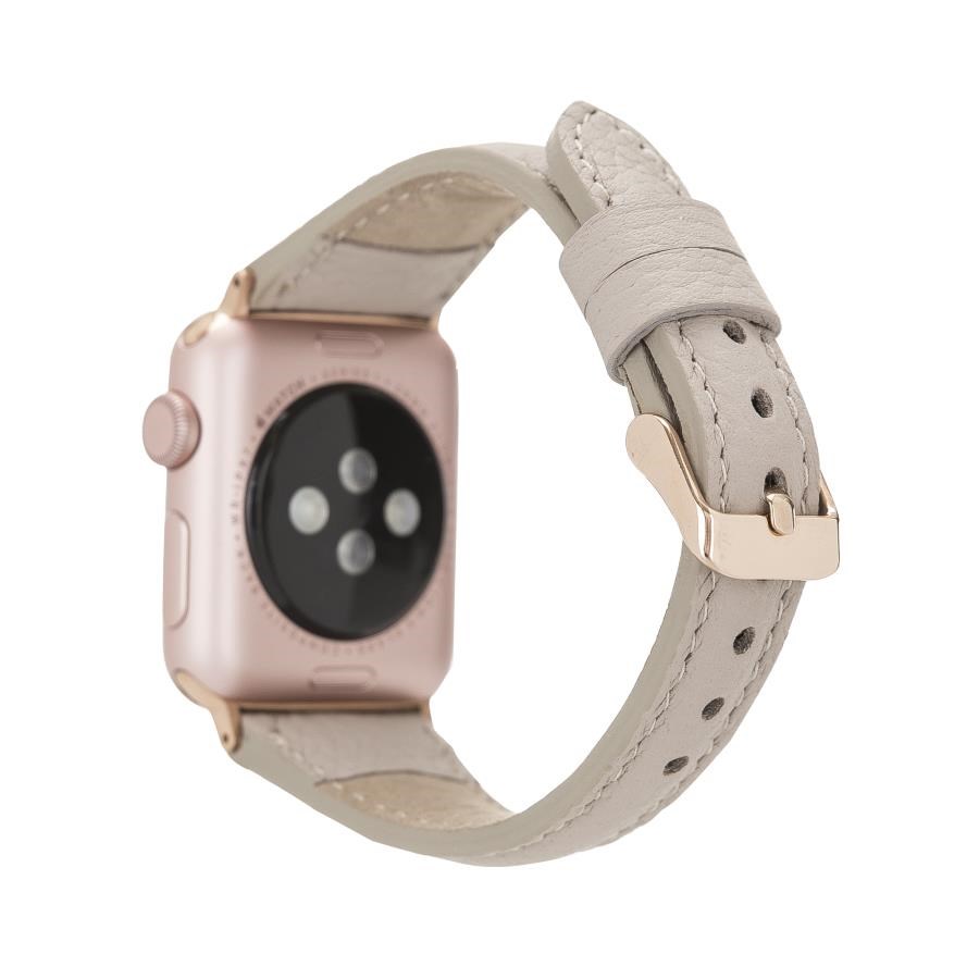 Akıllı Saatler Apple Watch Uyumlu Deri Kordon 38-40-41mm Slim ERC3 Bej Satın Al