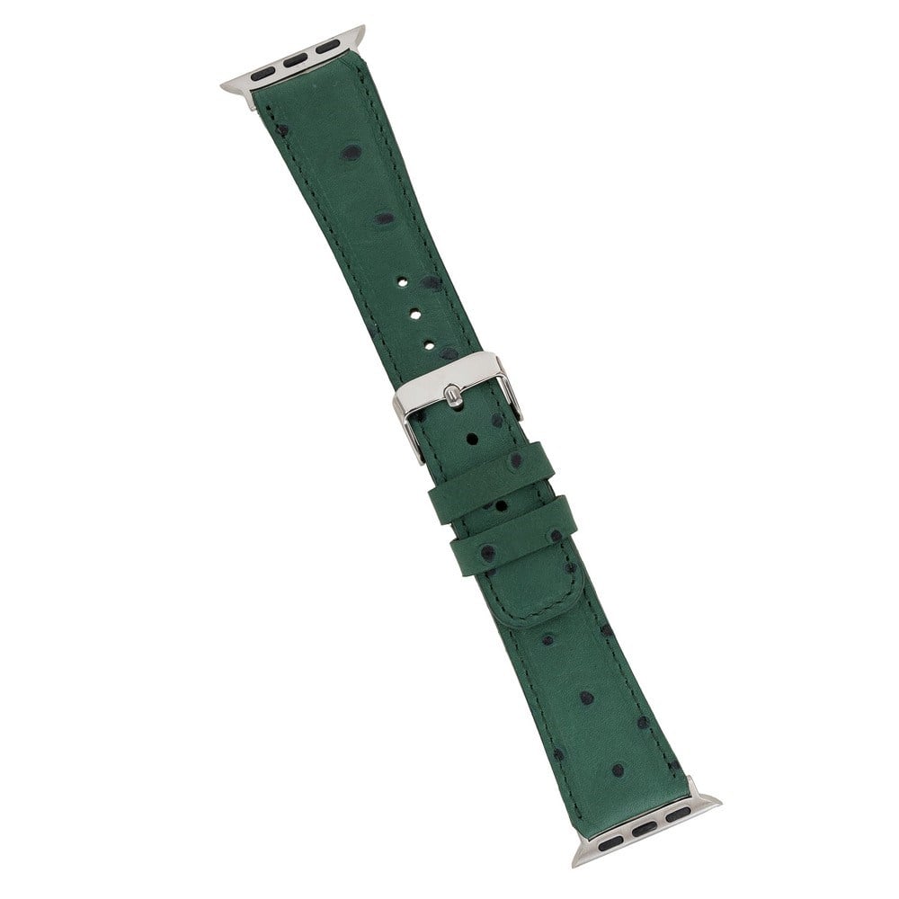 Akıllı Saatler Apple Watch Uyumlu Deri Kordon 42-44-45mm DE6 Yeşil Satın Al