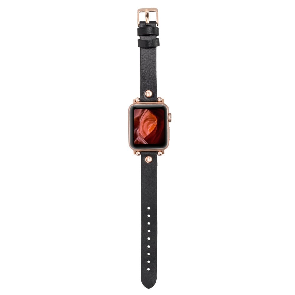 Akıllı Saatler Apple Watch Uyumlu Deri Kordon 38-40-41mm RT RST1 Siyah Satın Al