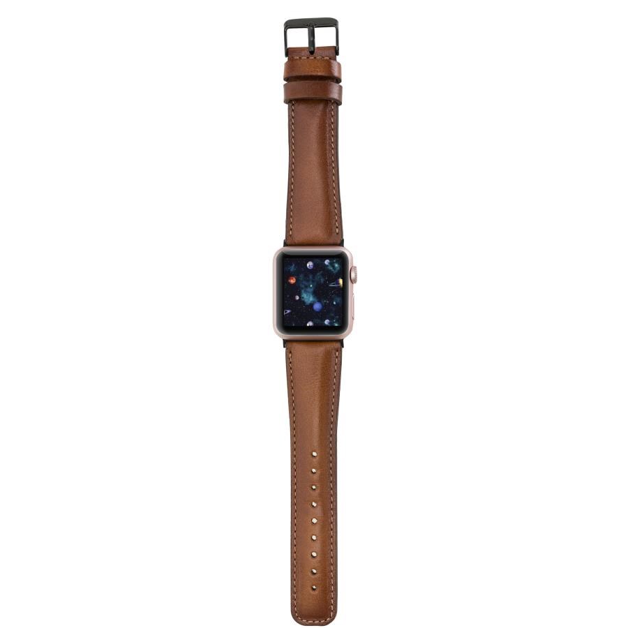 Akıllı Saatler Apple Watch Uyumlu Deri Kordon 38-40-41mm RTST2EF Taba Satın Al