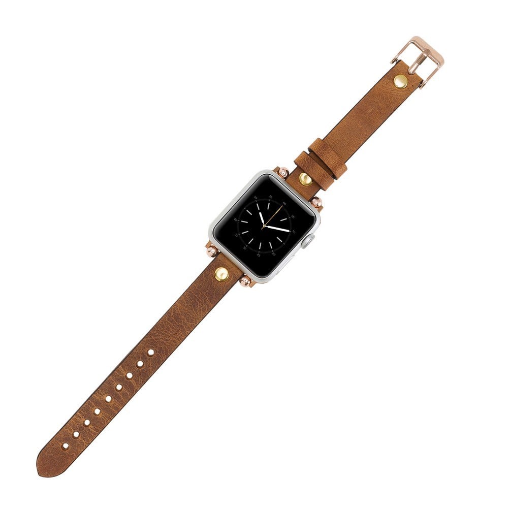 Akıllı Saatler Apple Watch Uyumlu Deri Kordon 38-40-41mm GT G19 Taba Satın Al
