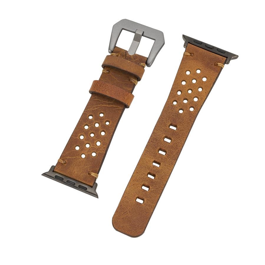 Akıllı Saatler Apple Watch Uyumlu Deri Kordon Vigo 42-44-45mm G19 Taba Satın Al