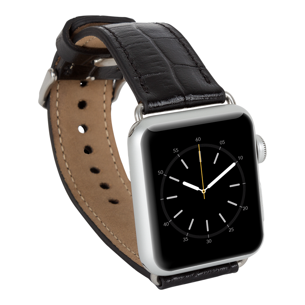 Akıllı Saatler Apple Watch Uyumlu Deri Kordon 42-44-45mm Kroko Siyah Satın Al