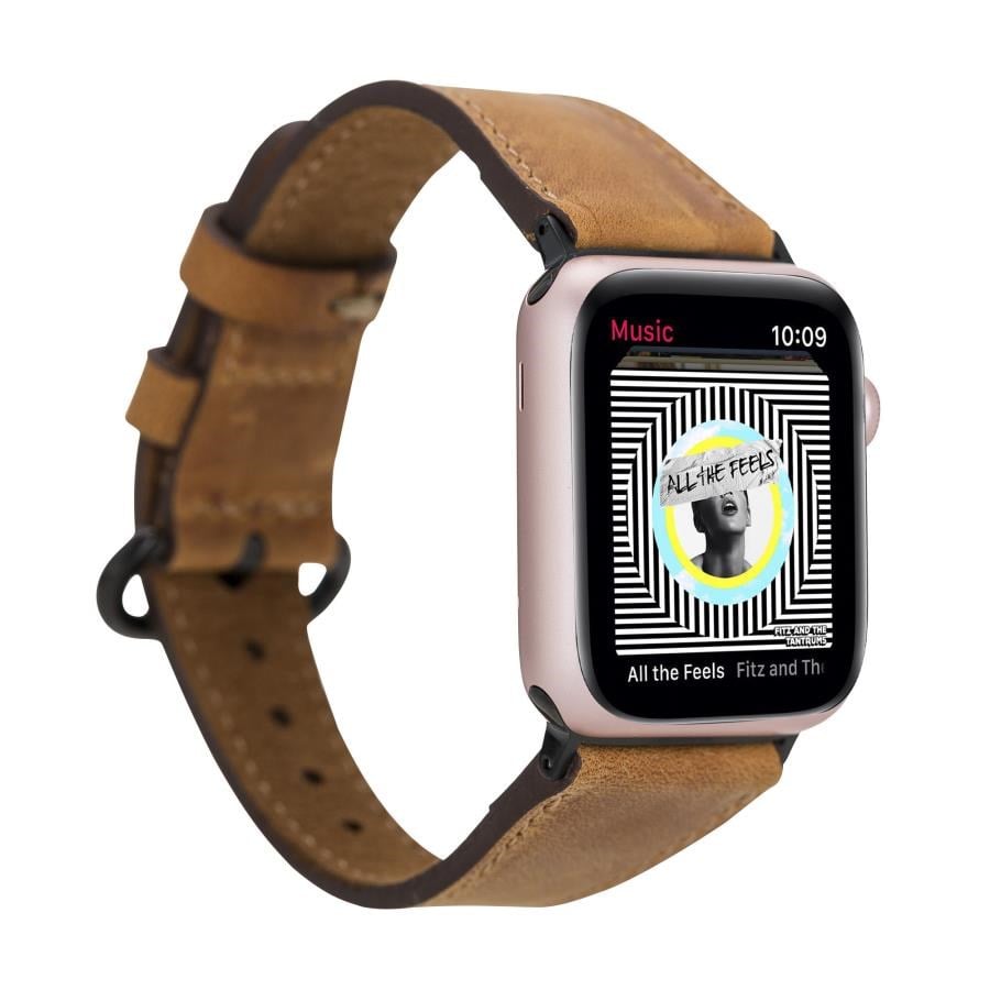 Akıllı Saatler Apple Watch Uyumlu Deri Kordon 38-40-41mm Roma G19 Taba Satın Al
