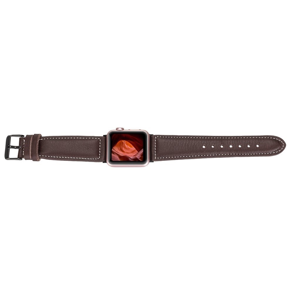 Akıllı Saatler Apple Watch Uyumlu Deri Kordon 42-44-45mm NM1-AS3 Kahve Satın Al