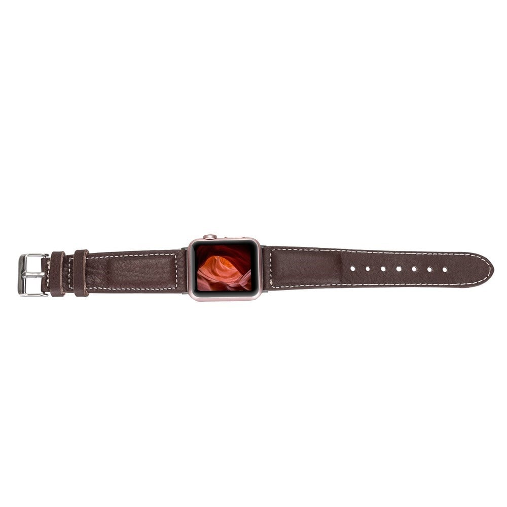 Akıllı Saatler Apple Watch Uyumlu Deri Kordon 42-44-45mm NM4-AS4 Kahve Satın Al