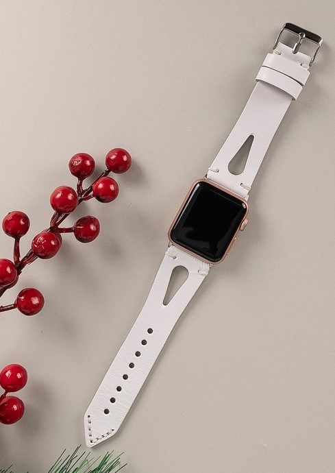Akıllı Saatler Apple Watch Uyumlu Deri Kordon BA2 42-44-45mm F3 Beyaz Satın Al