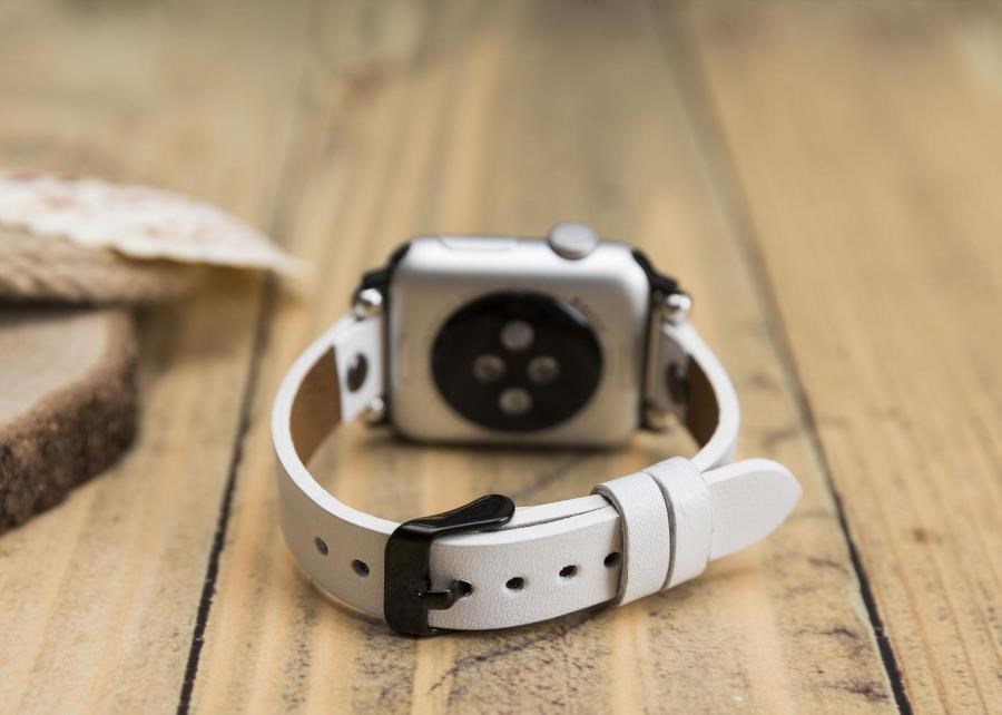 Akıllı Saatler Apple Watch Uyumlu Deri Kordon 38-40-41mm ST F3 Beyaz Satın Al