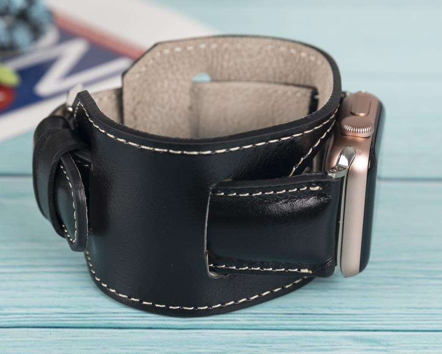 Akıllı Saatler Apple Watch Uyumlu Deri Kordon 42-44-45mm Cuff RST1 Satın Al