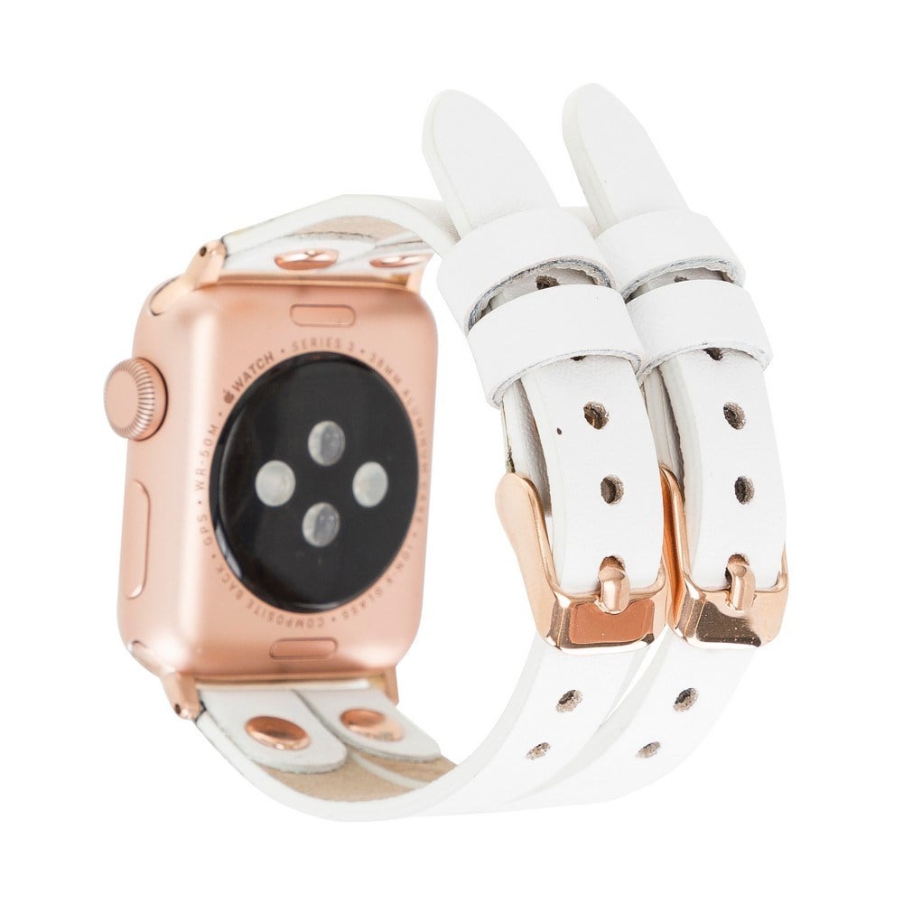 Akıllı Saatler Apple Watch Uyumlu Deri Kordon Ely Double Tour F3 Beyaz Satın Al