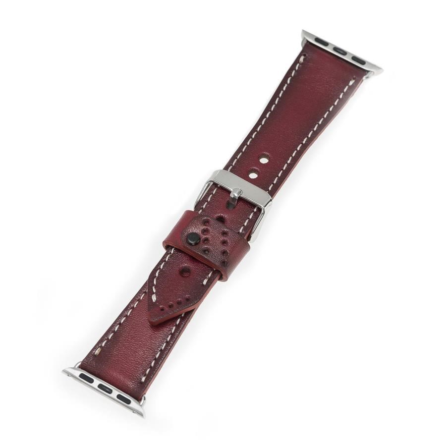 Akıllı Saatler Apple Watch Uyumlu Deri Kordon 42-44-45mm SM25 Bordo Satın Al