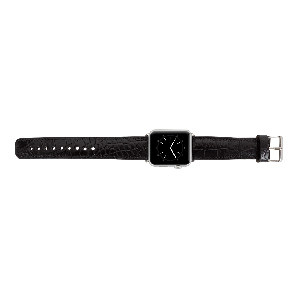 Akıllı Saatler Apple Watch Uyumlu Deri Kordon 42-44-45mm Kroko Siyah Satın Al