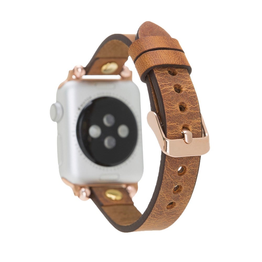 Akıllı Saatler Apple Watch Uyumlu Deri Kordon 38-40-41mm GT G19 Taba Satın Al
