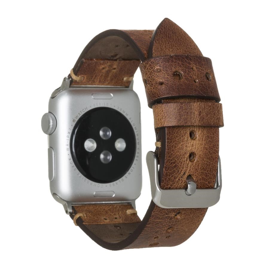 Akıllı Saatler Apple Watch Uyumlu Deri Kordon 38-40-41mm Delikli Taba Satın Al