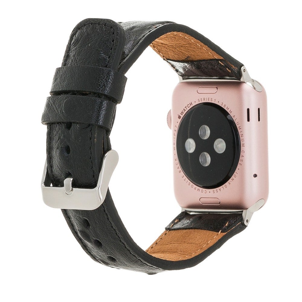 Akıllı Saatler Apple Watch Uyumlu Deri Kordon 42-44-45mm DE5 Siyah Satın Al