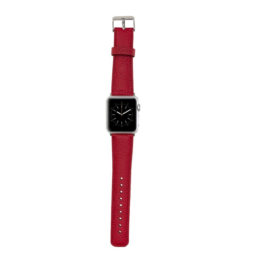 Akıllı Saatler Apple Watch Uyumlu Deri Kordon 38-40-41mm ERC2 Kırmızı Satın Al