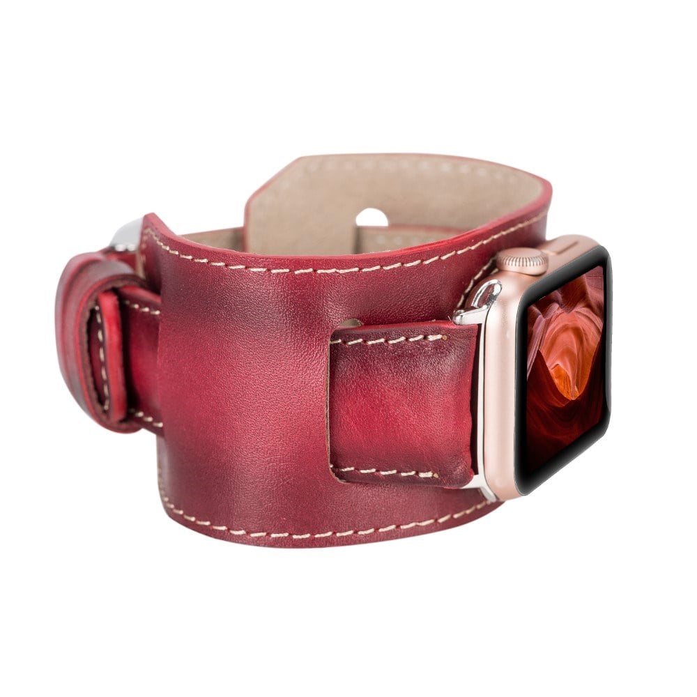 Akıllı Saatler Apple Watch Uyumlu Deri Kordon 42-44-45mm Cuff V4EF Satın Al