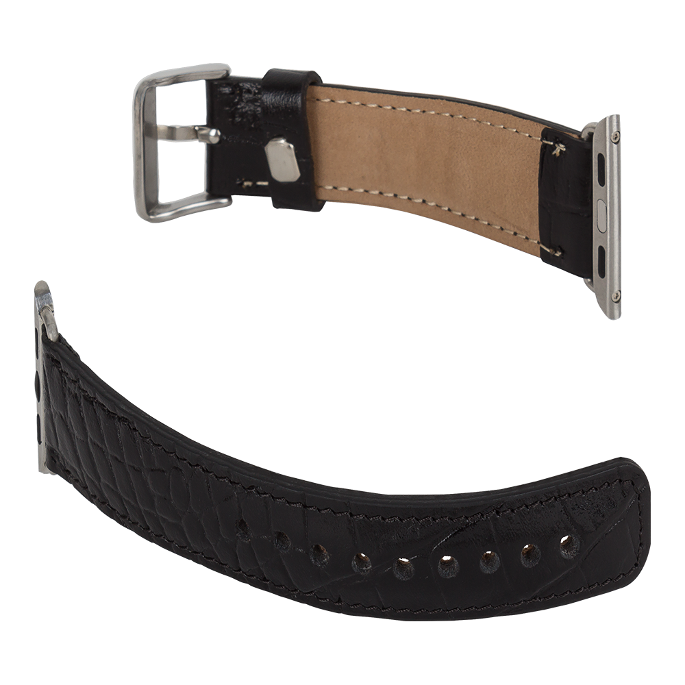 Akıllı Saatler Apple Watch Uyumlu Deri Kordon 42-44-45mm Kroko Siyah Satın Al