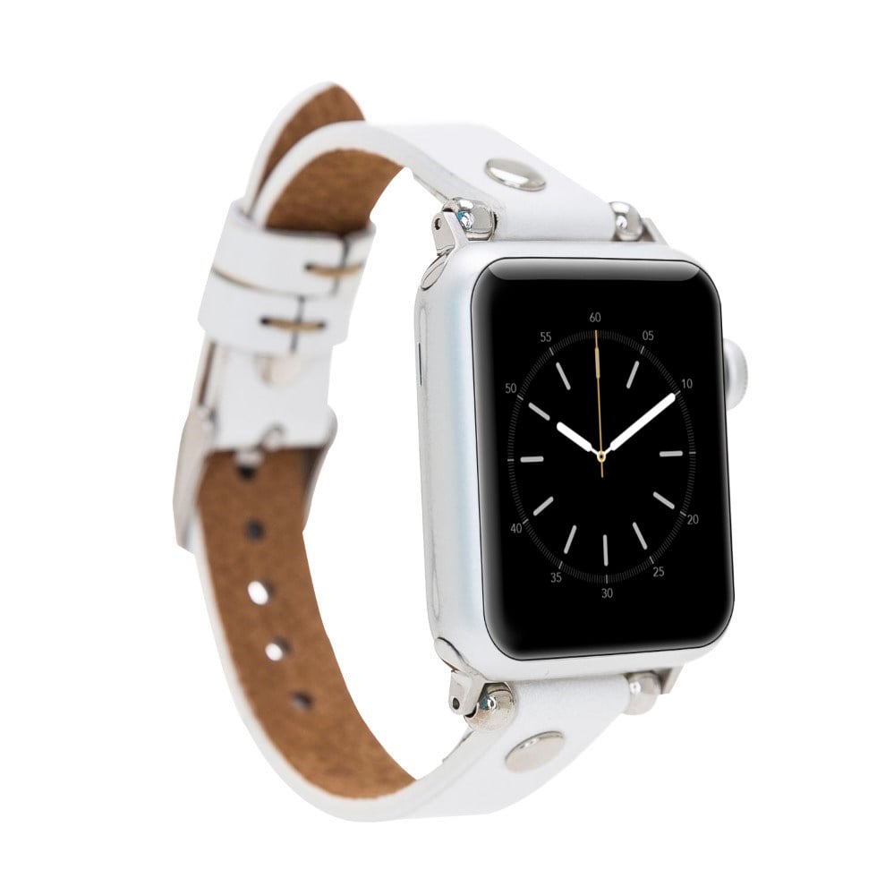Akıllı Saatler Apple Watch Uyumlu Deri Kordon 38-40-41mm ST F3 Beyaz Satın Al