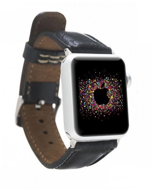 Akıllı Saatler Apple Watch Uyumlu Deri Kordon 42-44-45mm RST1 Siyah Satın Al
