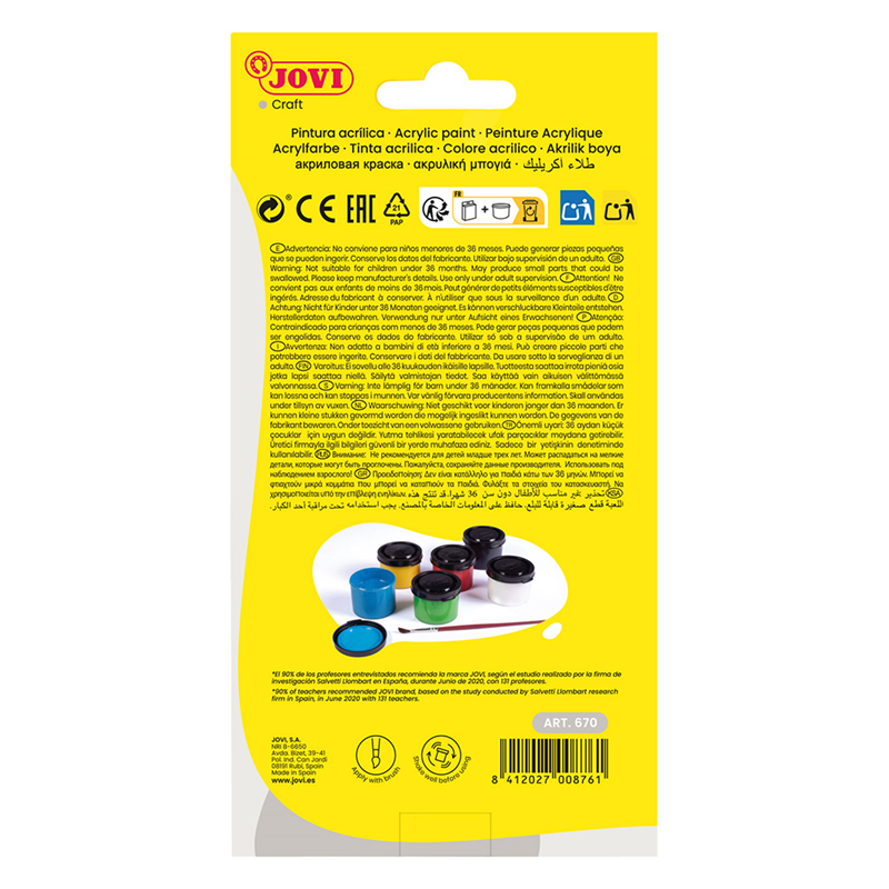 Akrilik Boyalar JOVI 670 AKRİLİK BOYA 35ML KUTU + FIRÇA ASORTİ RENKLER - 6 RENK Satın Al