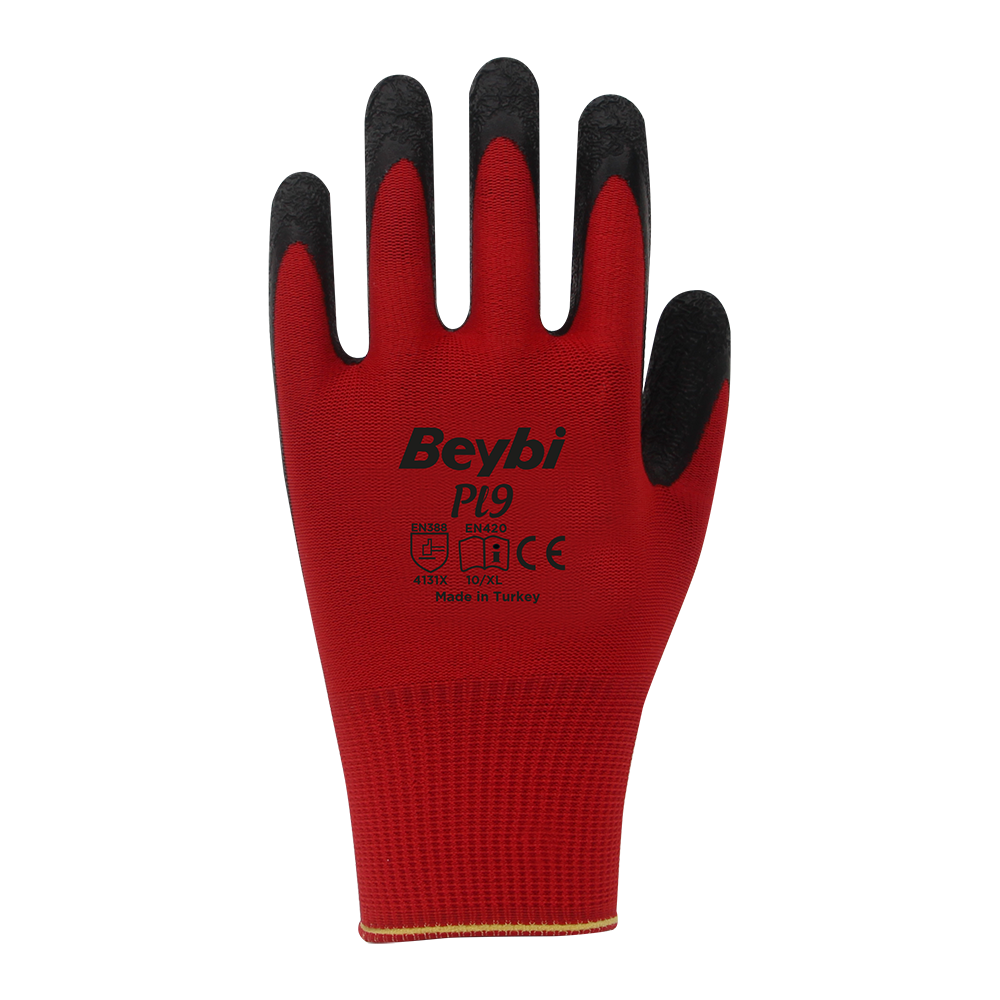 BEYBİ NİTRİL POLY PI9 10BEDEN KIRMIZI SİYAH İŞ ELD