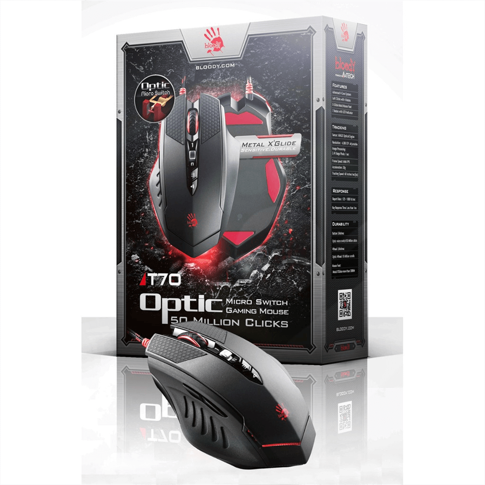 Bloody T70 Gümüş Siyah M.Core Optik 4000 Dpi Mouse