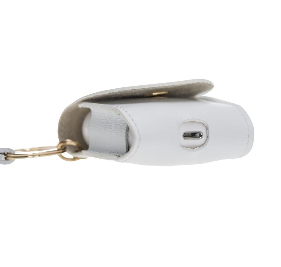 Bluetooth Kulaklıklar Apple AirPods 2.nesil Uyumlu Deri Kılıf Mai Snap F3 Beyaz Satın Al
